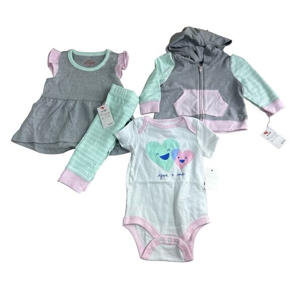 Cat & Jack Infant Girls 4 Piece Set Size 0-3M Dress Pant Bodysuit Hoodie Jacket - Picture 6 of 6